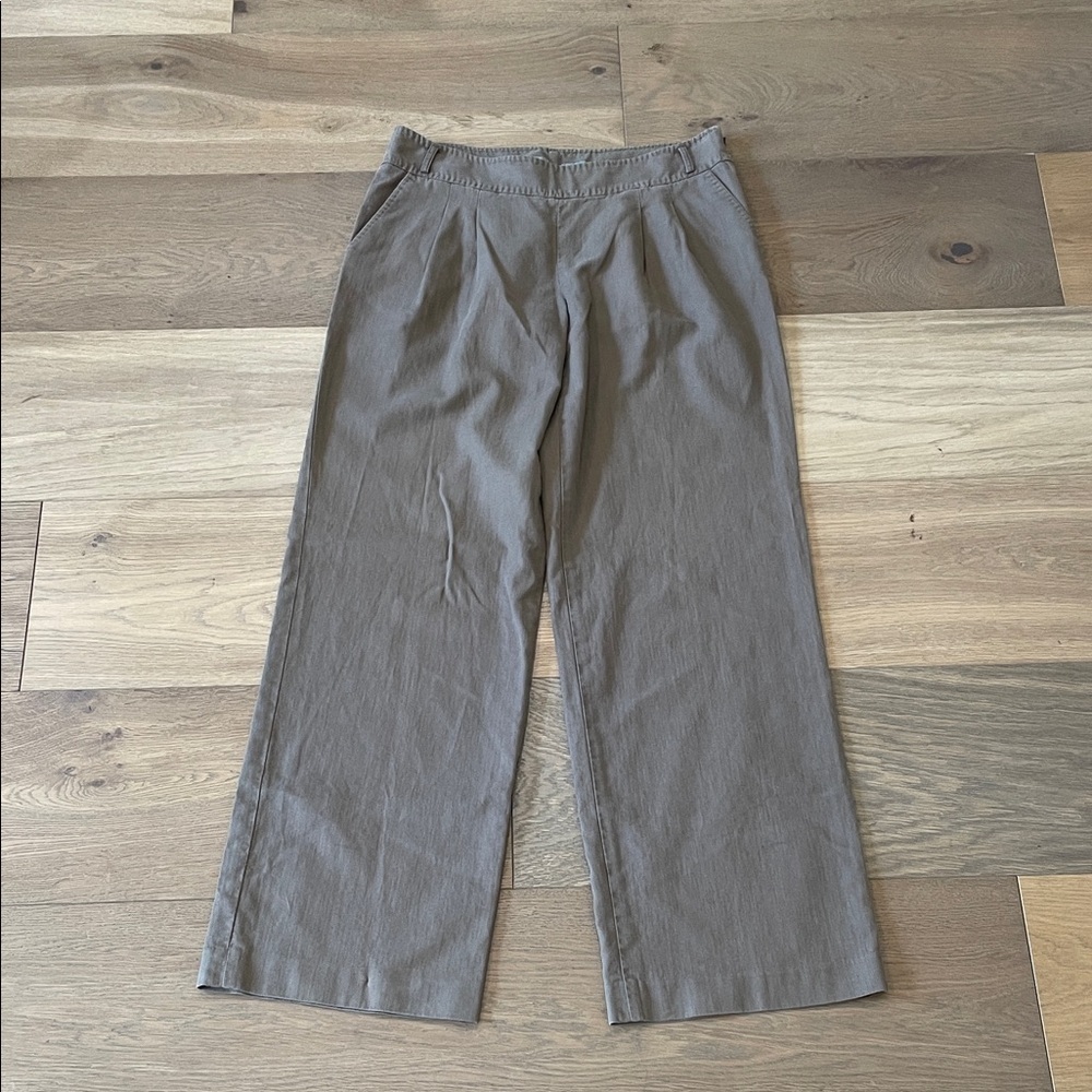 J Jill Cotton/Linen Blend Wide Leg Trousers Pants Size 12 Tall
